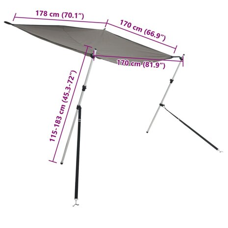 Schaduwdoek T-top 170x208x(115-183) cm antracietkleurig 7