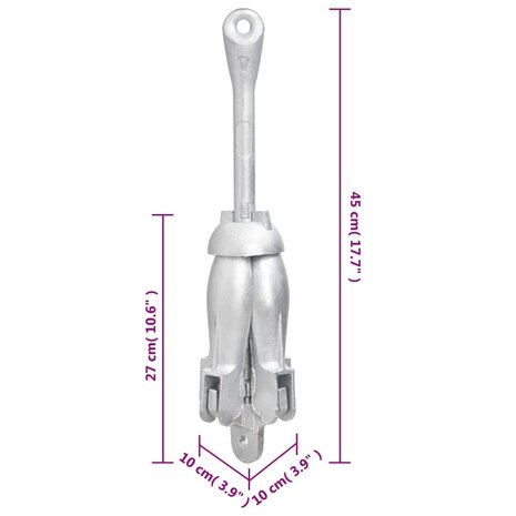 Anker inklapbaar 4 kg thermisch verzinkt gietijzer zilver 7