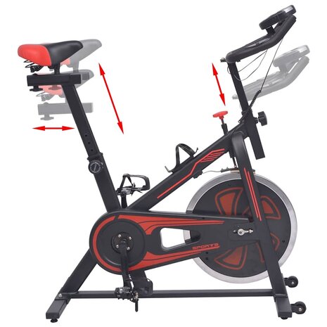 Hometrainer met hartslagsensoren zwart en rood  3
