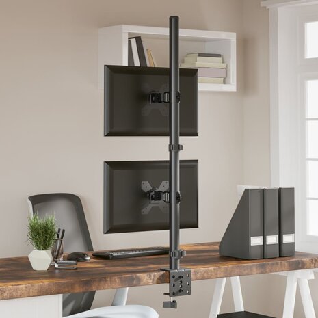 Monitorstandaard dubbel VESA 75/100 mm staal zwart 4