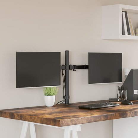 Monitorstandaard dubbel VESA 75/100 mm staal zwart 1
