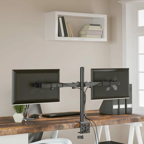 Monitorstandaard dubbel VESA 75/100 mm staal zwart 4