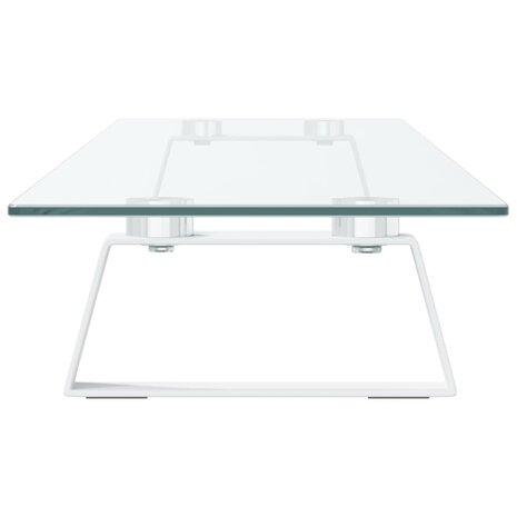 Monitorstandaard 100x20x8 cm gehard glas en metaal wit 5