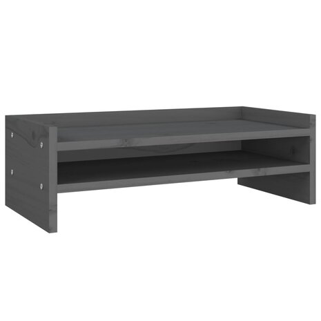 Monitorstandaard 50x24x16 cm massief grenenhout grijs 2