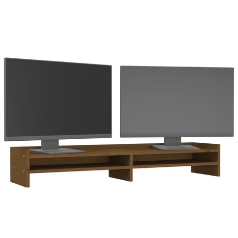Monitorstandaard 100x24x16 cm massief grenenhout honingbruin 4
