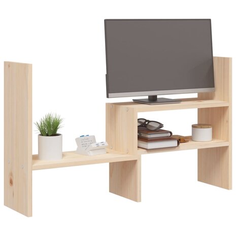 Monitorstandaard (39-72)x17x43 cm massief grenenhout 4