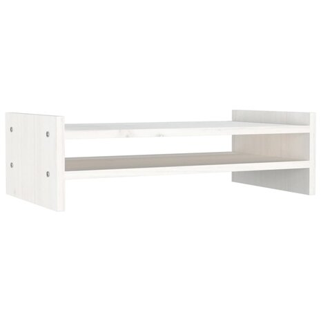 Monitorstandaard 50x27x15 cm massief grenenhout wit 2