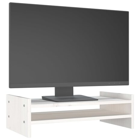 Monitorstandaard 50x27x15 cm massief grenenhout wit 4