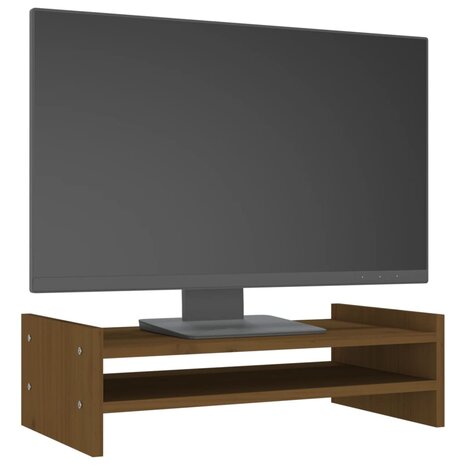 Monitorstandaard 50x27x15 cm massief grenenhout honingbruin 4