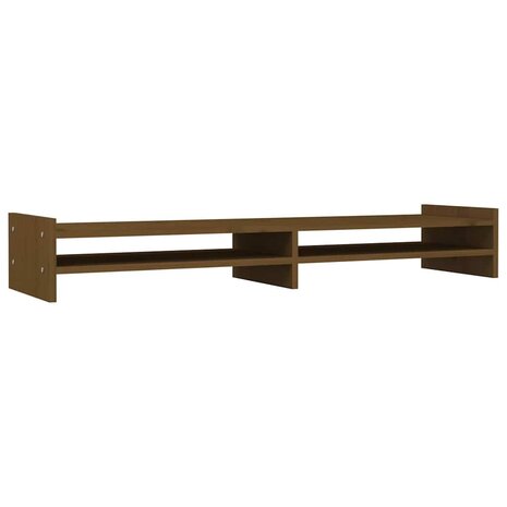 Monitorstandaard 100x27x15 cm massief grenenhout honingbruin 2