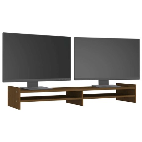 Monitorstandaard 100x27x15 cm massief grenenhout honingbruin 4