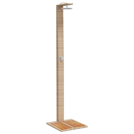 Buitendouche 50x55x224 cm poly rattan en acaciahout beige 2