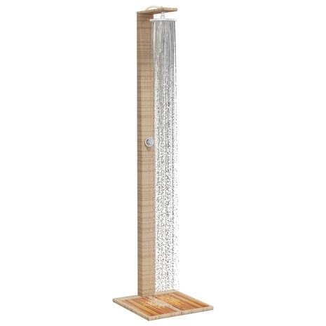 Buitendouche 50x55x224 cm poly rattan en acaciahout beige 4