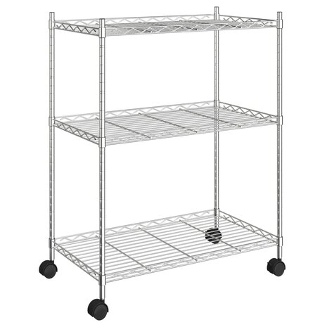 Opbergrek met wielen 3-laags 150 kg 60x35x81 cm chroomkleurig 2