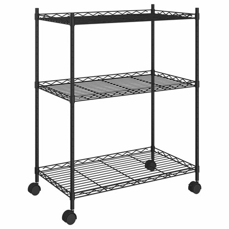 Opbergrek met wielen 3-laags 60x35x81 cm 150 kg zwart 2