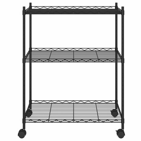 Opbergrek met wielen 3-laags 60x35x81 cm 150 kg zwart 3