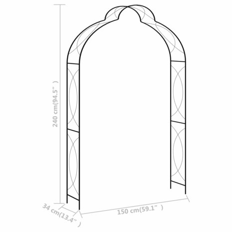 Tuinboog 150x34x240 cm ijzer zwart  5