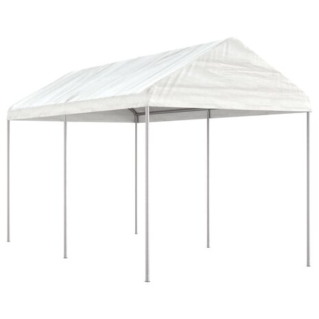 Prieel met dak 4,46x2,28x2,69 m polyetheen wit 1