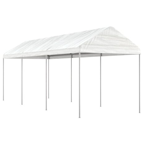 Prieel met dak 6,69x2,28x2,69 m polyetheen wit 1