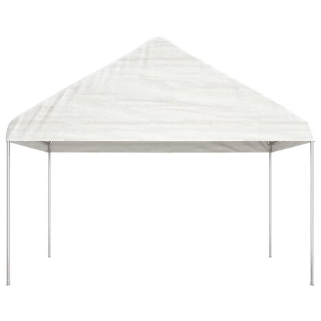 Prieel met dak 4,46x4,08x3,22 m polyetheen wit 3