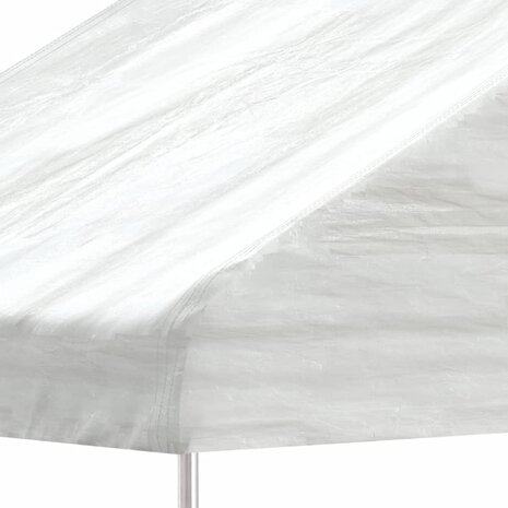 Prieel met dak 4,46x4,08x3,22 m polyetheen wit 4