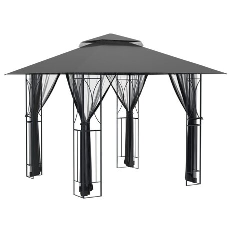 Prieel met zijwanden 300x300x270 cm staal antracietkleurig 2