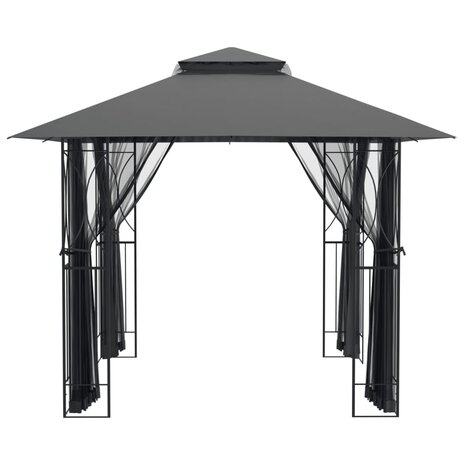 Prieel met zijwanden 300x300x270 cm staal antracietkleurig 4