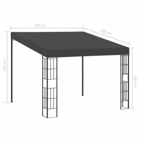 Wandprieel 3x3 m stof antracietkleurig 6