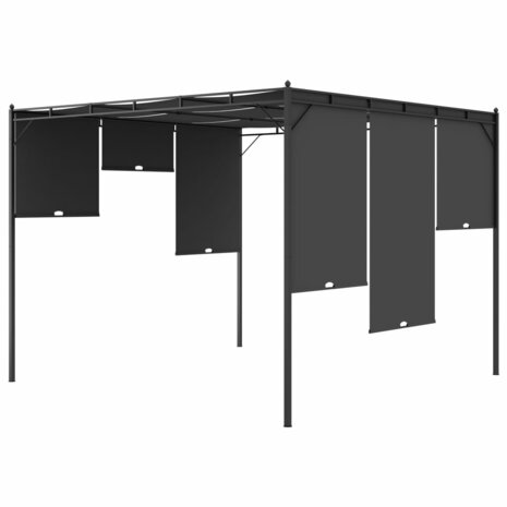 Tuinprieel met zijgordijn 3x3x2,25 m antraciet 5