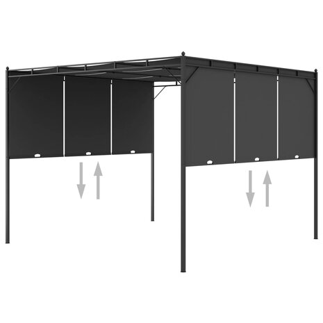 Tuinprieel met zijgordijn 3x3x2,25 m antraciet 6