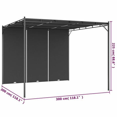 Tuinprieel met zijgordijn 3x3x2,25 m antraciet 8