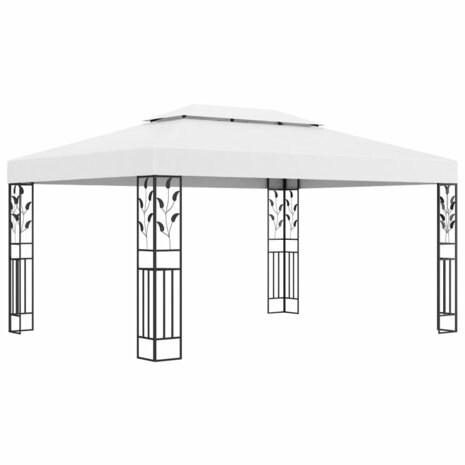 Prieel met dubbel dak 3x4 m wit 1