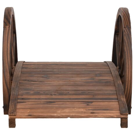 Tuinbrug met half wiel 99x50x38 cm massief vurenhout 4