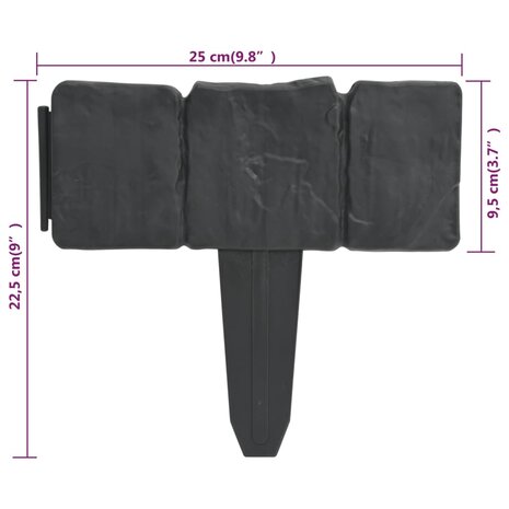 Gazonranden 41 st steen-look 10 m kunststof 5