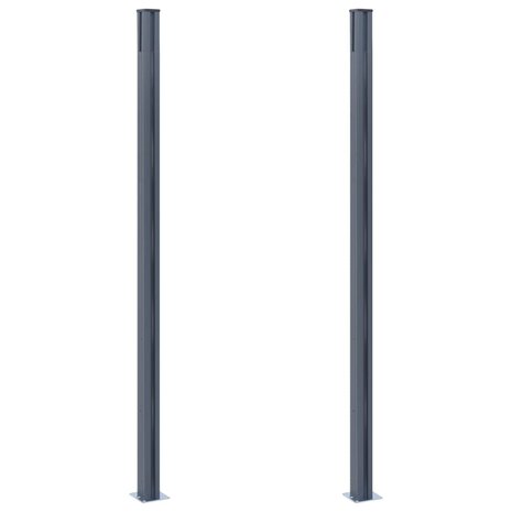 Schuttingpalen 2 st 185 cm aluminium donkergrijs 3