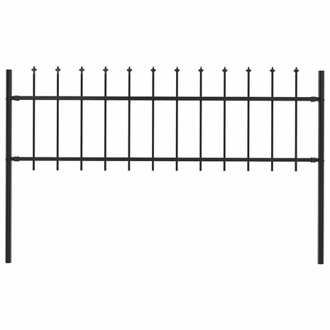 Tuinhek met speren bovenkant 1,8 m staal zwart 1