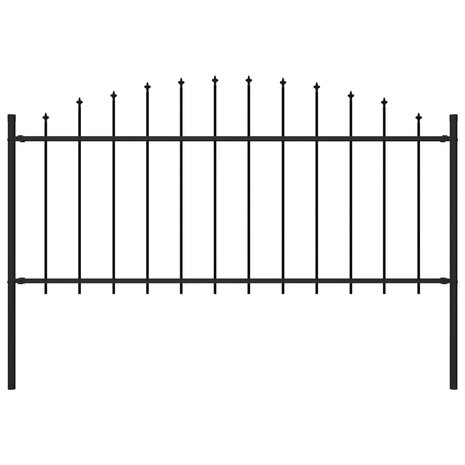 Tuinhek met speren bovenkant (0,5-0,75)x1,7 m staal zwart 1