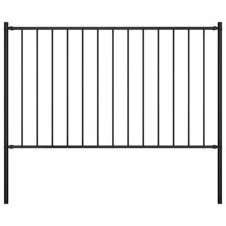 Hekpaneel met palen 1,7x1,25 m gepoedercoat staal zwart 1