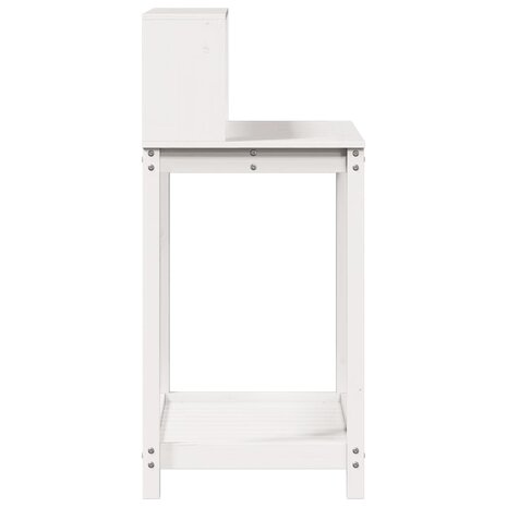 Oppottafel met schappen 82,5x50x109,5 cm massief grenenhout wit 6