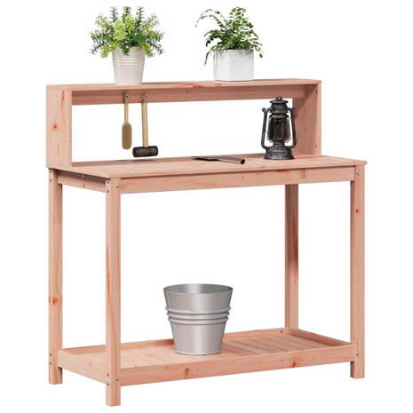 Oppottafel met schappen 108x50x109,5 cm massief douglashout 4