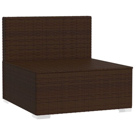 Tuinmiddenbank met kussens poly rattan bruin 3