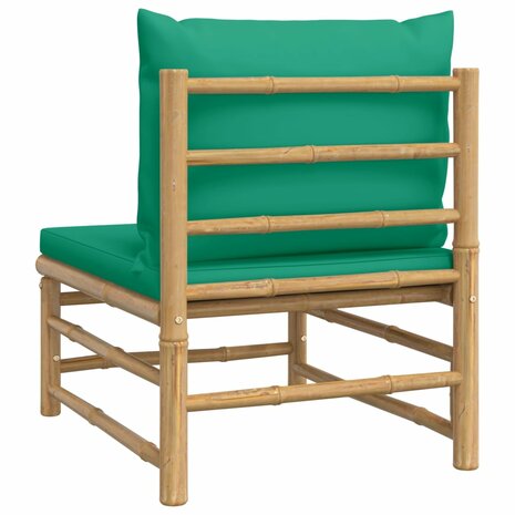 Tuinmiddenbank met kussens bamboe groen 5