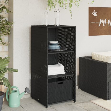 Tuinkast 50x55x115 cm poly rattan zwart 3
