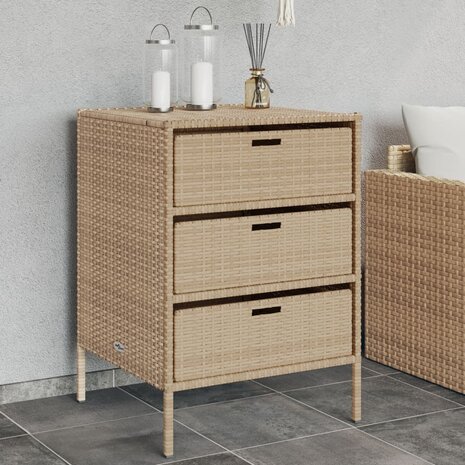 Tuinkast 55x59x80 cm poly rattan beige 1