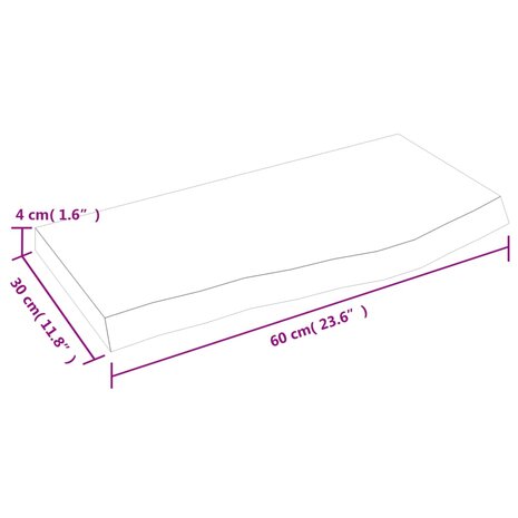 Wastafelblad 60x30x(2-4) cm behandeld massief hout lichtbruin 8