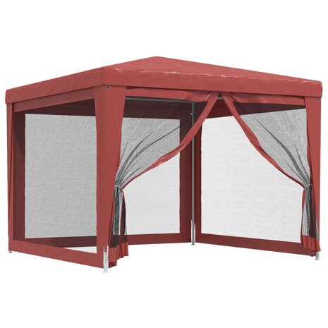 Partytent met 4 mesh zijwanden 3x3 m HDPE rood 2
