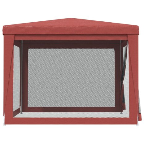 Partytent met 4 mesh zijwanden 3x3 m HDPE rood 4
