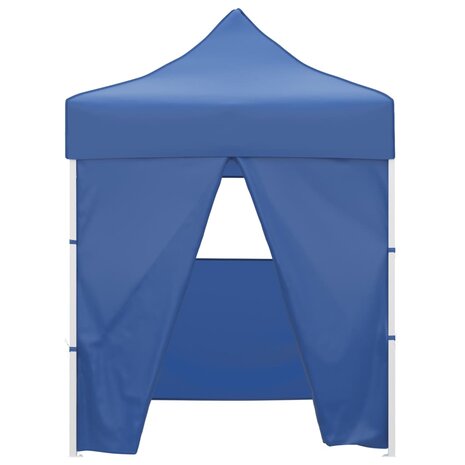 Partytent met 4 zijwanden inklapbaar 2x2 m staal blauw 2