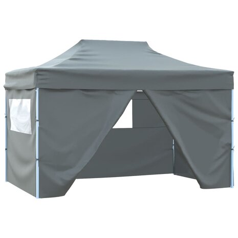 Partytent met 4 zijwanden inklapbaar 3x4 m staal antraciet 1