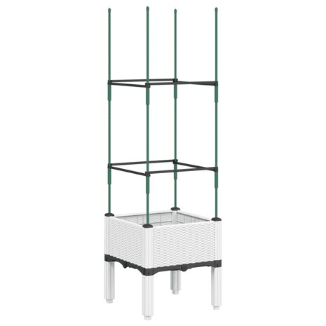 Plantenbak met latwerk 40x40x142,5 cm polypropeen wit 2